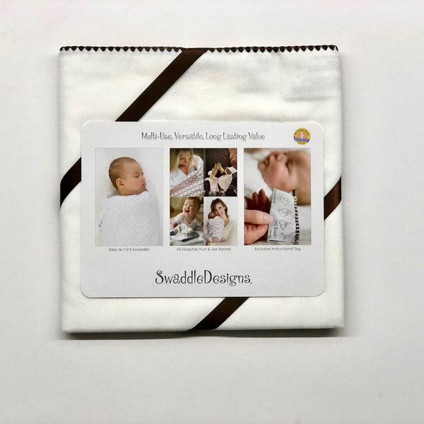 Ultimate Receiving Blanket Organic- Ivory with Brown Trim