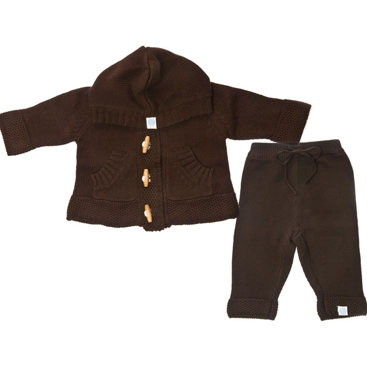 Knit Hoodie & Pant Set Brown Baby Clothes